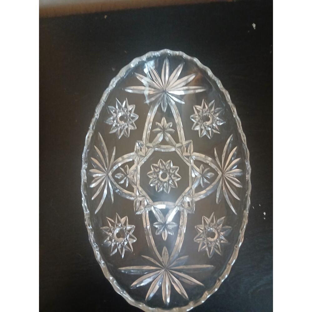 Vintage Anchor Hocking Star of David Oval Nut Candy Relish Dish 9 x 5 1/2